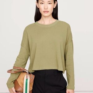 Banana Republic Dried Oregano Taupe JERSEY COTTON CROPPED T-SHIRT